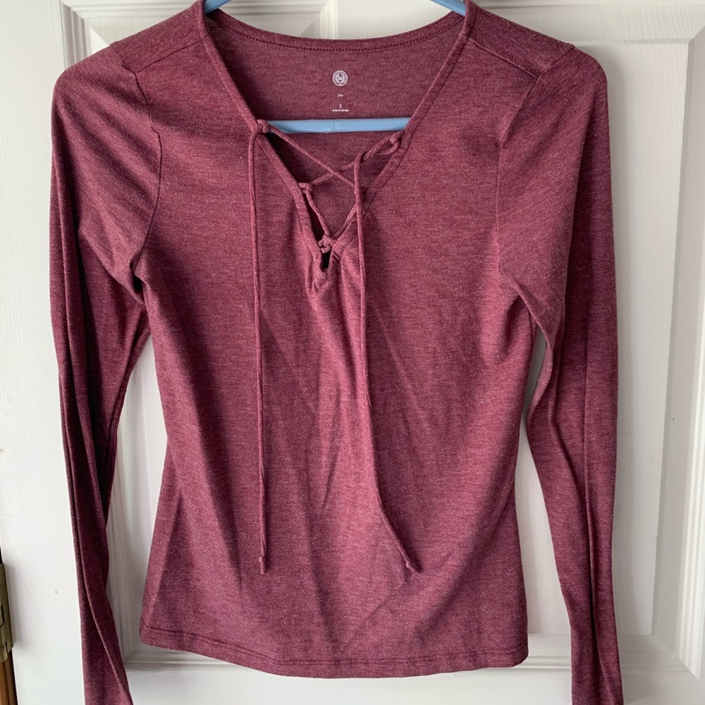 Long sleeve tie up shirt